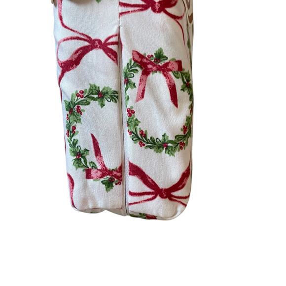 Envogue FULL 4pc Sheet Set Holiday Bows & Wreath Holiday Bedding Green Red NEW - Picture 8 of 10